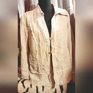 Kello Ladies Designer Linen Jacket, 42, Natural Linen